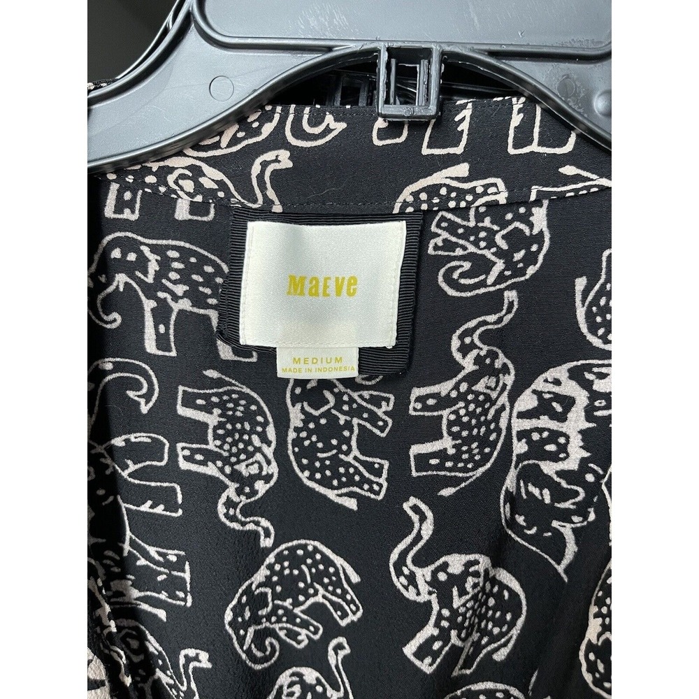 Maeve Anthropologie Women's Black Noronha Elephant Print Novelty Dress Medium - Picture 4 of 5